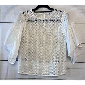 Maette XS Cream Eyelet Top Delicate Girly *love*